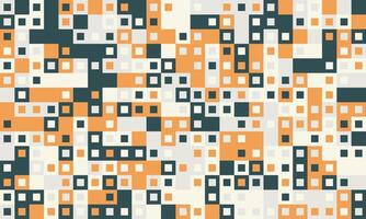Abstract geometric pattern featuring a mosaic of squares in muted orange, gray, and dark teal. Ideal for website backgrounds, textile prints, or modern design projects. vector