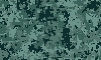 Abstract digital camouflage pattern. Seamless pixelated texture in muted greens and blacks. Ideal for backgrounds, military themes, or tech designs. vector