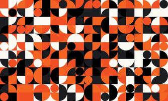 An orange and black pattern with circles and squares vector