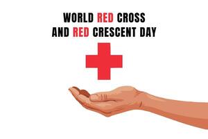 world red cross and red cross day with hand illustration vector