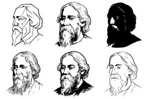 Abstract Portrait Art of Rabindranath Tagore Collection vector