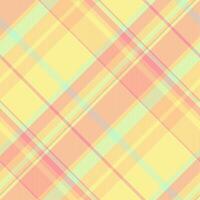 Soft pastel plaid pattern in yellow, peach, and mint green. Ideal for backgrounds, textile designs, and springsummer themes. Evokes feelings of warmth, calmness, and gentle optimism. vector
