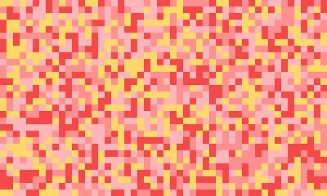 Abstract pixel art background. Vibrant red, pink, and yellow squares create a dynamic, energetic texture. Ideal for website banners, social media posts, or modern design projects.