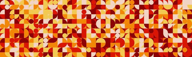 Vibrant geometric abstract art. Warm autumnal color palette of reds, oranges, and yellows in a dynamic, repeating pattern. Perfect for backgrounds, website design, or textile prints. vector