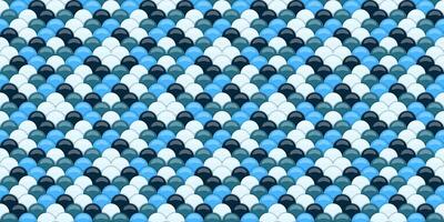 Abstract seamless pattern of overlapping glossy scales in shades of blue and white. Ideal for backgrounds, textures, website design, and digital art projects. vector