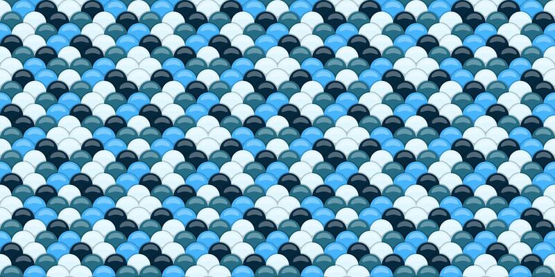 Abstract seamless pattern of overlapping glossy scales in shades of blue and white. Ideal for backgrounds, textures, website design, and digital art projects.