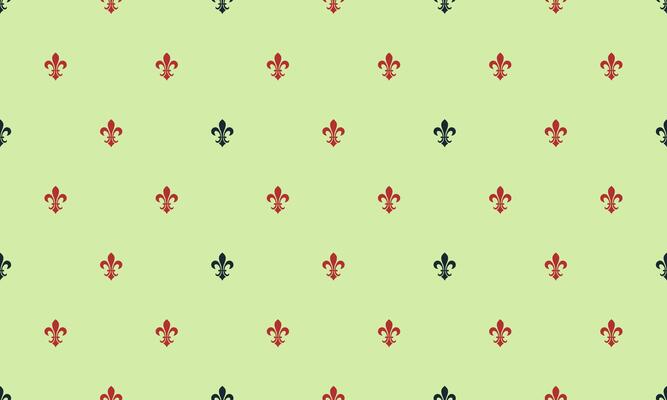 A green and red pattern with fleur de lis