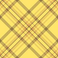Vibrant yellow and brown plaid pattern. Perfect for textile design, fashion, or website backgrounds. This seamless texture offers a cheerful and modern aesthetic, representing warmth and style. vector