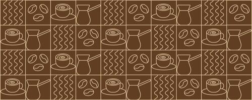Coffee and tea geometric pattern in minimalist style. Abstract print background with simple shapes for coffee shop, food packaging, cafe wall, menu. vector