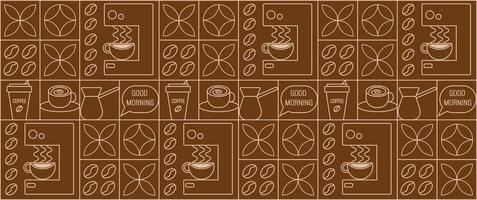 Coffee geometric pattern of lines. Abstract seamless background for coffee shop. vector