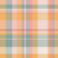 Idea check textile plaid, grungy fabric seamless texture. Model tartan background pattern in orange and pastel colors. vector
