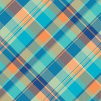 Book seamless pattern texture, down fabric textile . Professional tartan background check plaid in orange and cyan colors. vector