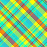 Vibrant diagonal plaid pattern in bright, summery colors. Perfect for textile design, website backgrounds, or cheerful branding. vector