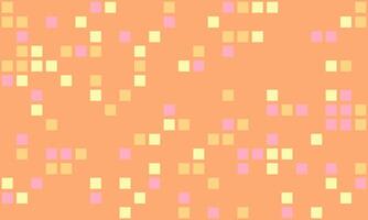 Abstract pastel orange background with scattered small squares in yellow and pink. Perfect for website banners, presentations, or as a playful texture. vector