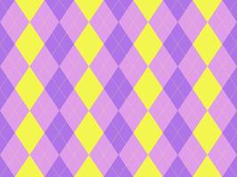 Vibrant argyle pattern in pastel purple and yellow. Perfect for cheerful backgrounds, websites, textiles, or playful branding. vector