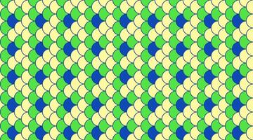Vibrant abstract pattern of overlapping scales in lime green, pale yellow, and royal blue. Perfect for textile design, website backgrounds, or as a playful, graphic element. vector