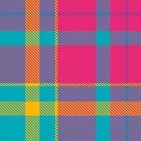 Vibrant, modern plaid pattern in bold turquoise, pink, and yellow. Perfect for textile design, fashion, or website backgrounds. This energetic image evokes feelings of fun and optimism. vector
