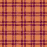 School seamless check background, royalty tartan fabric textile. Layer pattern texture plaid in orange and pink colors. vector