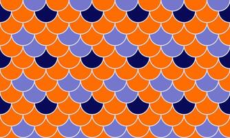 Vibrant geometric fish scale pattern in orange, purple, and navy. Perfect for textile designs, website backgrounds, or any project needing a bold, playful, and eyecatching design. vector