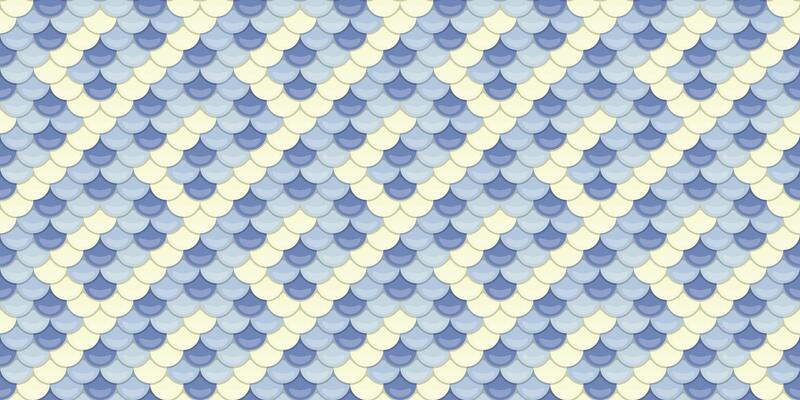 Abstract seamless pattern featuring a stylish chevron design composed of overlapping pastel blue and cream scales. Perfect for textile prints, website backgrounds, or decorative projects.