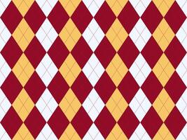 Vibrant argyle pattern in red, gold, and white. Perfect for backgrounds, textiles, or fashion designs. This geometric design evokes a sense of classic style and sophistication. vector