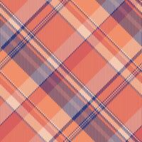 Dynamic diagonal plaid pattern in coral, peach, and navy. Modern textile design ideal for fashion, home decor, or web backgrounds. Versatile, stylish, and evokes a sense of warmth and energy. vector