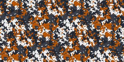 Abstract digital camouflage pattern in orange, gray, and white. Perfect for backgrounds, textiles, or militarythemed designs. vector