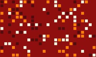 Abstract red background with scattered squares in white, orange, and dark brown. Ideal for website banners, presentations, or techthemed designs. vector