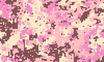 Abstract pixelated camouflage pattern in soft pink, beige, and brown tones. Perfect for fashion, textile design, or digital backgrounds. vector