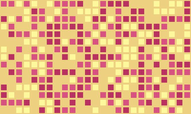 Abstract mosaic pattern featuring pastel pink and yellow squares on a beige background.