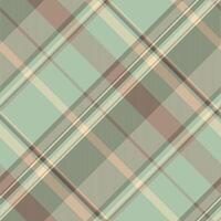 Elegant diagonal plaid pattern in soft pastel greens, browns, and creams. Perfect for textile design, website backgrounds, or scrapbooking projects. vector