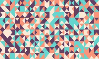 Abstract geometric textile design. Vibrant coral, teal, and purple triangles create a captivating mosaic pattern, ideal for backgrounds, website design, or fashion prints. vector