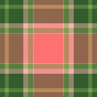 Art seamless textile texture, herringbone tartan check. Reel plaid fabric background pattern in green and red colors. vector