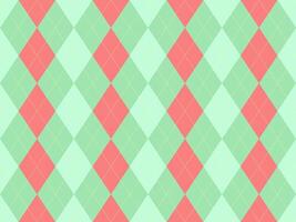 Vibrant argyle pattern in mint green and coral. Perfect for backgrounds, textiles, or playful designs. This cheerful, geometric design offers a retro feel with modern appeal. vector
