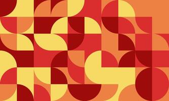 Vibrant geometric abstract background featuring a dynamic interplay of red and yellow semicircles and squares. Perfect for modern design projects, websites, presentations, and social media. vector