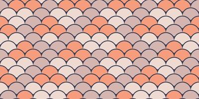 Elegant seamless pattern featuring overlapping semicircles in soft coral, beige, and gray hues. vector