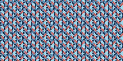 Abstract geometric textile pattern. Seamless design featuring interconnected shapes in shades of blue and coral. Ideal for fashion, interiors, and web design. Stylish, modern, and versatile. vector