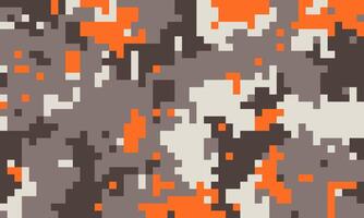 Abstract pixelated camouflage pattern in orange, gray, and brown. Ideal for backgrounds, textiles, or digital designs. Modern, geometric style with a sense of mystery and concealment. vector