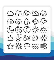 Outline Thin Line Weather Icon Collection Pack for UI or User Interface vector