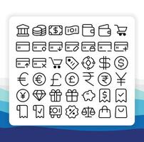 Outline Thin Line Finance and Commerce Icon Collection Pack for UI or User Interface vector