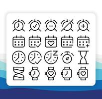 Outline Thin Line Time Icon Collection Pack for UI or User Interface vector