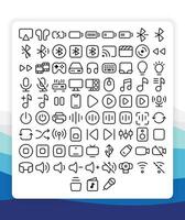Outline Thin Line Media and Devices Icon Collection Pack for UI or User Interface vector