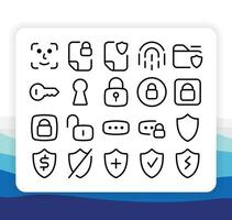 Outline Thin Line Security Icon Collection Pack for UI or User Interface vector