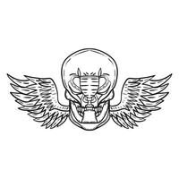 Skull with trophy vintage drawing for badge, emblem, and labels vector