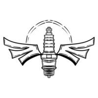 Vintage motorcycle of engine spark plug for badge, emblem, and labels vector