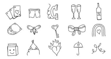 Retro element in grunge rough scribble sketch style, summer vacation vector
