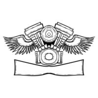 Vintage car engine black color for badge, emblem, and labels vector