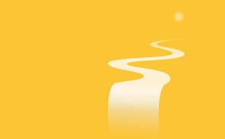 Abyss in front of the road leading to the set goal on a yellow background. Concept of being lost, problems and uncertainty. vector