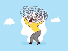 Stress load, anxiety due to difficulties and work overload, vector