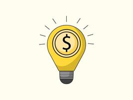dollar inside light bulb representing Innovative idea, financial idea icon Project vector